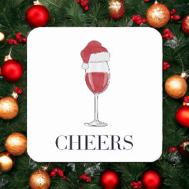 Julfesten Cheers Santa Hat Vin Underlägg Papper Kvadrat