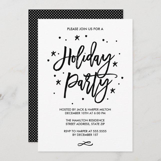 Julfesten Chic Hand Lettered Typography Inbjudningar (Fram/baksida)
