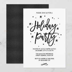 Julfesten Chic Hand Lettered Typography Inbjudningar