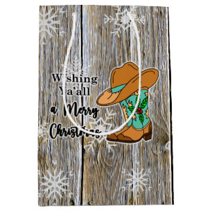 Julfesten Cowboy Boots och Hat Snöflingor