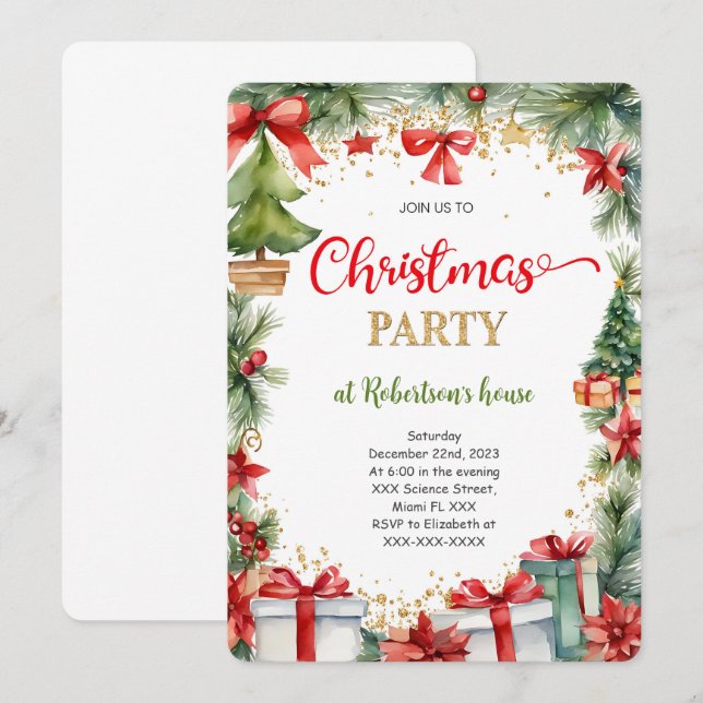 Julfesten Cute Jul Inbjudningar (Fram/baksida)