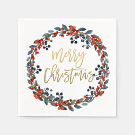 Julfesten Faux Guld God jul Berries Pappersservett