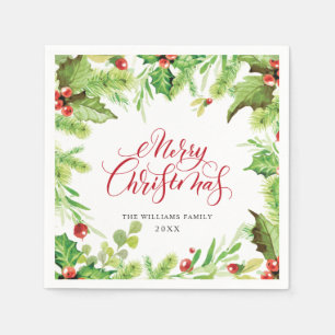 Julfesten Festive Holly Berry jul Pappersservett