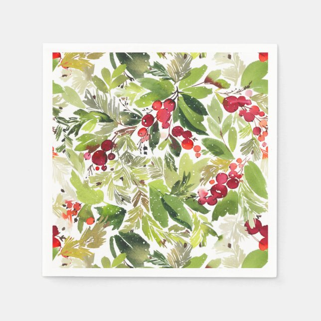 Julfesten Festive Holly Berry jul Pappersservett (Framsidan)