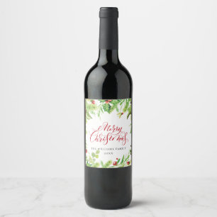 Julfesten Festive Holly Berry jul Vinflaska Etikett