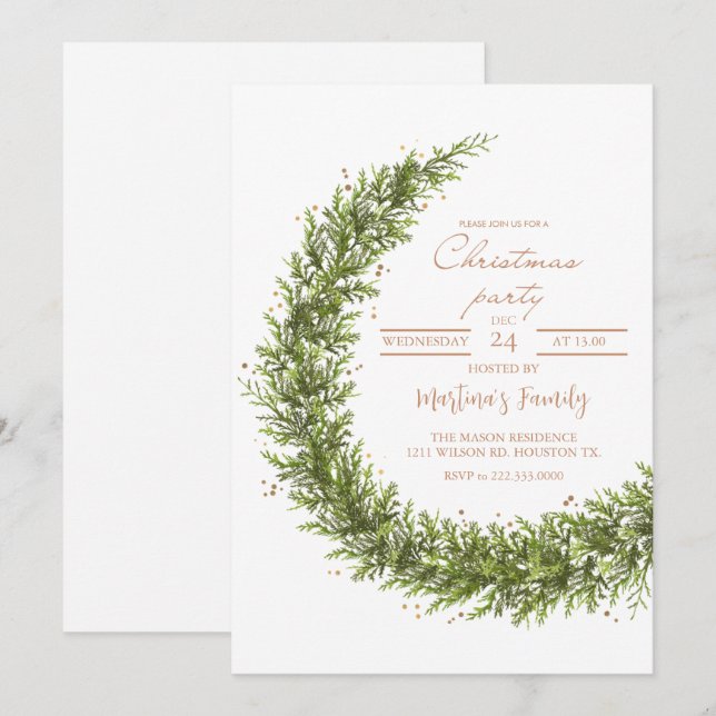 Julfesten för julfestinbjudningar Julafton Inbjudningar (Fram/baksida)