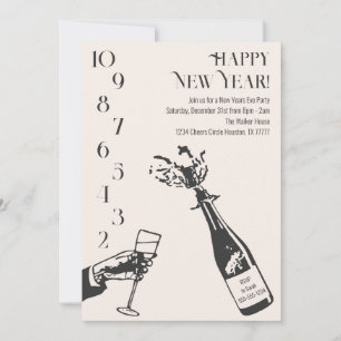 Julfesten för nyårskontroll av champagne inbjudningar