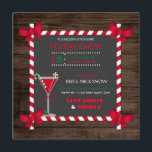 Julfesten för schalkboard Rustic Wood Cocktail Inbjudningar<br><div class="desc">Träplattan i Candy cane har ett hörnkudde och martini-cocktail på träbotten.</div>