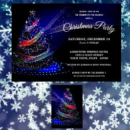 Julfesten Glittery Julgran Navy Starry Inbjudningar