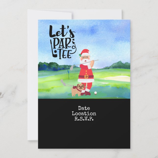 Julfesten Golf Jultomten jul - spara Inbjudningar (Framsida)