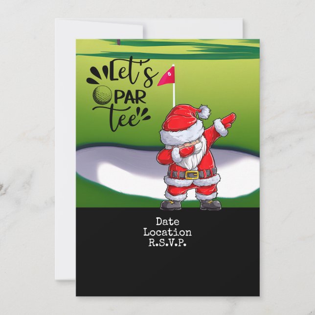 Julfesten Golf Jultomten jul - spara Inbjudningar (Framsida)