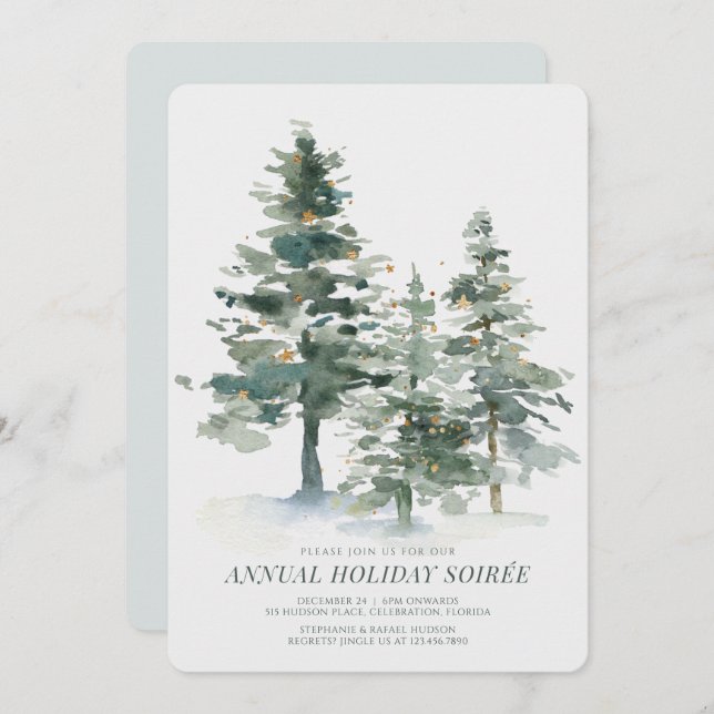 Julfesten Gräs Forest jul Inbjudningar (Fram/baksida)