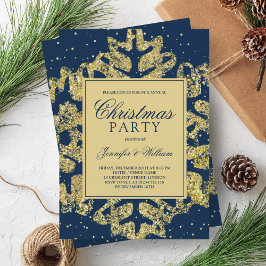 Julfesten guld & Navy Glitter Elegant Julafton Inbjudningar