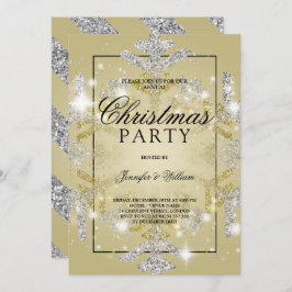 Julfesten guld och Silver Glitter Julafton Inbjudningar