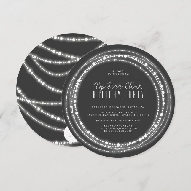 Julfesten Inbjudan i Chicen Merry & Bright Sparkle (Fram/baksida)