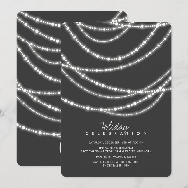 Julfesten Inbjudan i Chicen Merry & Bright Sparkle (Fram/baksida)