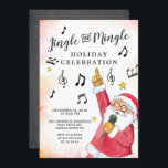 Julfesten Jingle Mingle singing Santa Inbjudningar<br><div class="desc">Cute Mingle & Jingle sjunger SantaHoliday Party med en koordinerande svart krita.</div>