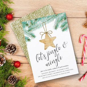 Julfesten Jingle & Mingle Watercolor Gräs Träd Inbjudningar