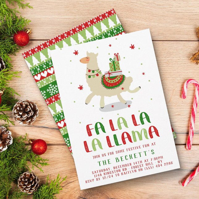 Julfesten Jul Fiesta Llama Inbjudningar (Skapare uppladdad)
