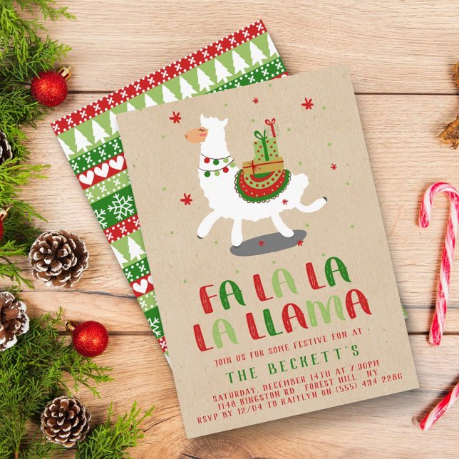 Julfesten Jul Fiesta Llama Inbjudningar (Skapare uppladdad)
