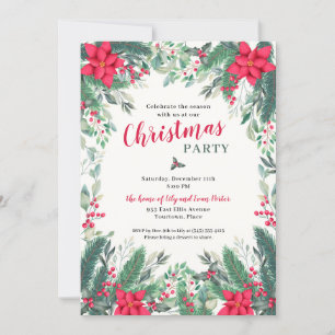 Julfesten Jul Garden Watercolor Inbjudningar
