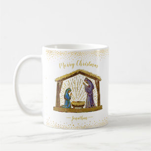 Julfesten Manger Guld typografi Kaffemugg
