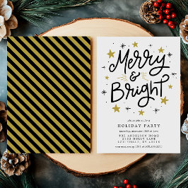 Julfesten Merry & Bright Black och Guld Inbjudningar