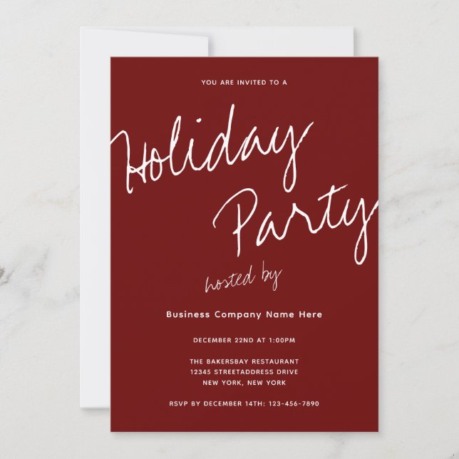Julfesten Modern Minimalist Company Typography Inbjudningar (Framsida)