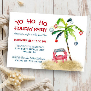 Julfesten Nautical Crab Tropical Handflatan Inbjudningar