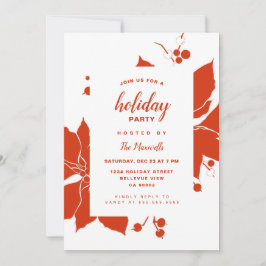 Julfesten Poinsettia Red Graphic Inbjudningar