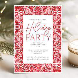 Julfesten Red Elegant Arts & Crafts Stil Inbjudningar
