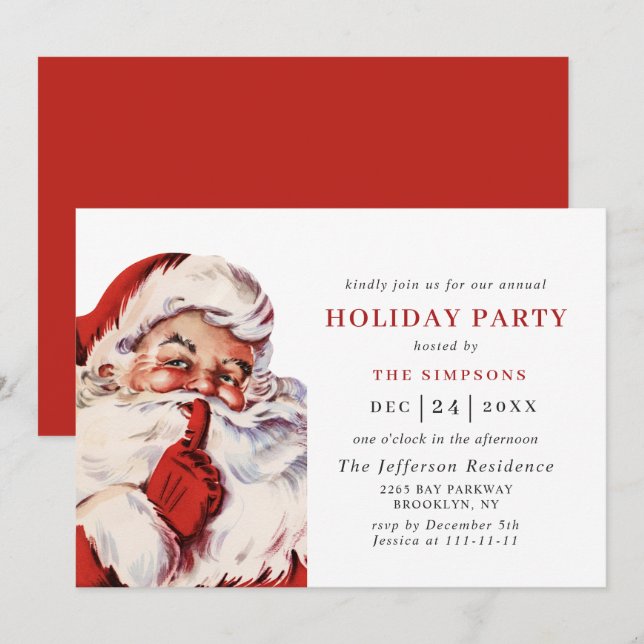 Julfesten Retro Jultomten jul Inbjudningar (Fram/baksida)