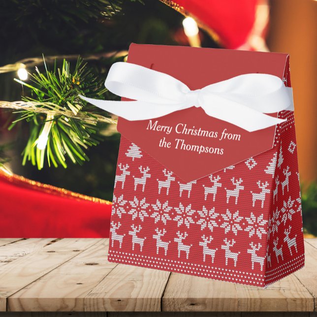 Julfesten Retro Red jul Reindeer Anpassningsbar Presentaskar (Skapare uppladdad)