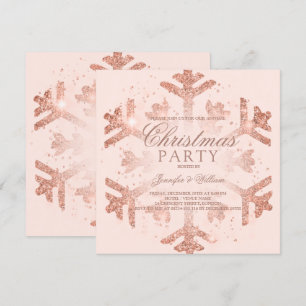Julfesten Ro Guld Glitter Snowflake Julafton Inbjudningar