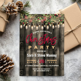 Julfesten Rustic Land-julgrå Inbjudningar