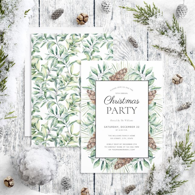 Julfesten Rustic Winter Fir Cone Inbjudningar (Skapare uppladdad)