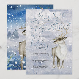 Julfesten Rustic Winter Woodland Hjort Inbjudningar