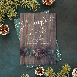 Julfesten Rustic Wood & Festive Gräs Cone Inbjudningar