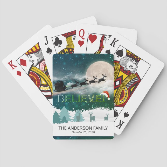 Julfesten Santa Hat Reindeer Sleigh Casinokort (Baksidan)