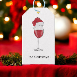 Julfesten Santa Hat Vin Glass Personlig Presentetikett
