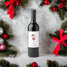 Julfesten Santa Hat Vin Glass Personlig Vinflaska Etikett