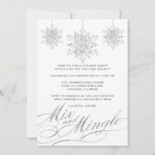 Julfesten silver & vit blandning & blandning inbjudningar