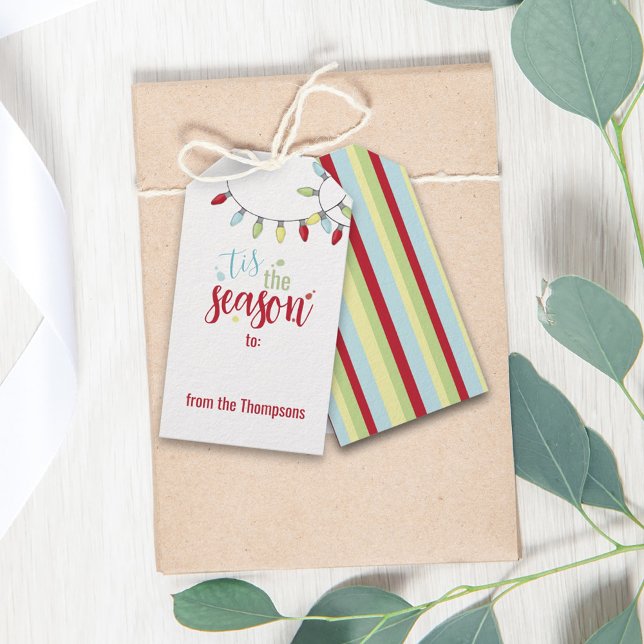 Julfesten String Ljus Tis Season Presentetikett (Skapare uppladdad)