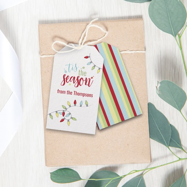 Julfesten String Ljus Tis Season Presentetikett (Skapare uppladdad)
