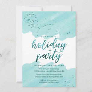 Julfesten Teal Watercolor Inbjudningar