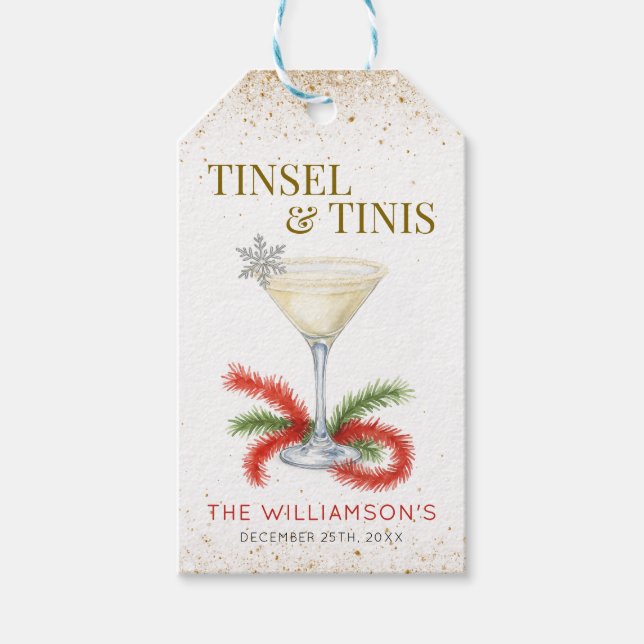 Julfesten Tinsel och Tinis jul Presentetikett (Framsidan)
