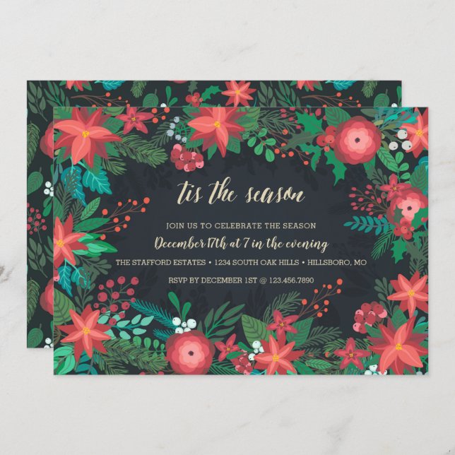 Julfesten Tis Julfesten Season Inbjudningar (Fram/baksida)