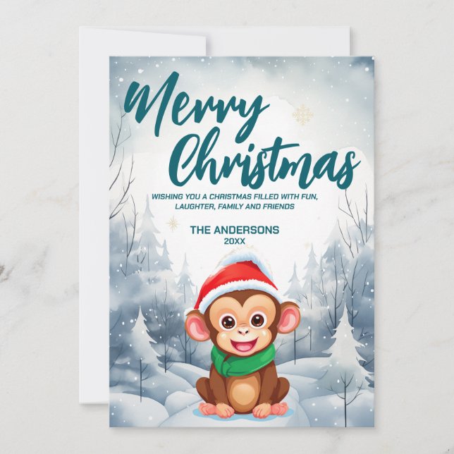 JULFESTEN TRÄD SNÖ i GOD JUL Julkort (Framsida)