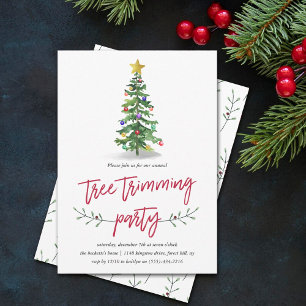Julfesten Trimming av vattenfärgen Gräs Träd Inbjudningar