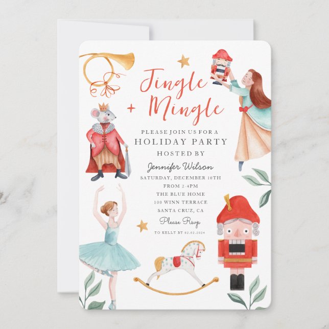 Julfesten Watercolor Jingle Mingle jul Inbjudningar (Framsida)